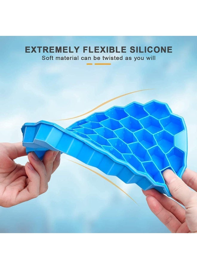 صينية مكعبات ثلج بغطاء، قوالب سيليكون وعبوة واحدة من 37 خلية ثلج، معتمدة من قانون الأغذية والسلع الألمانية، خالية من البيسفينول ايه (متعددة الالوان، عبوة واحدة) - Image 3